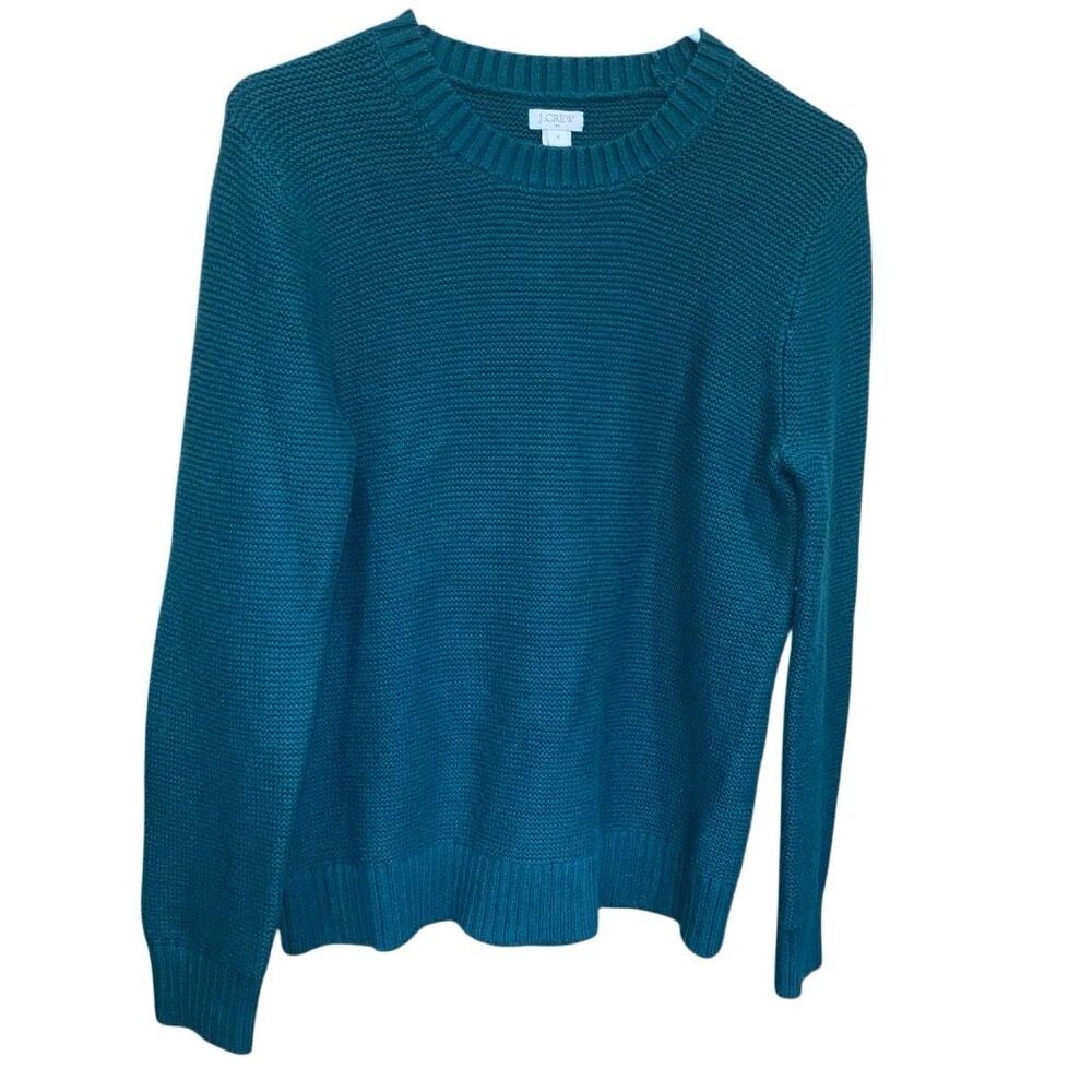 J. Crew Merino Wool Blend Textured Scoop Neck Knit Sweater Teal Medium #777